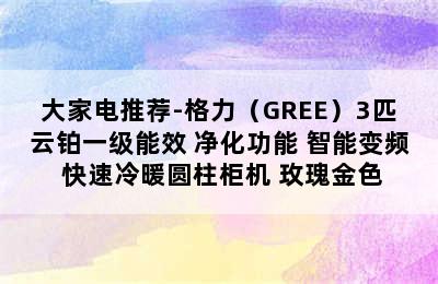 大家电推荐-格力（GREE）3匹云铂一级能效 净化功能 智能变频 快速冷暖圆柱柜机 玫瑰金色